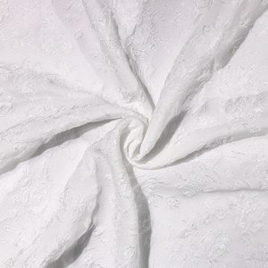 Brocart blanc couleur tissu fleur broderie pour femme robe de mariée - Product Image 1