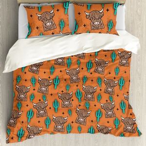 Ensemble <span class=keywords><strong>de</strong></span> literie sur mesure avec motif <span class=keywords><strong>de</strong></span> tête <span class=keywords><strong>de</strong></span> <span class=keywords><strong>vache</strong></span> et <span class=keywords><strong>de</strong></span> cactus, taille US Twin Full Queen King - Product Image 3