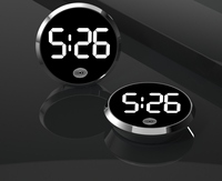 Horloge de tableau de bord de voiture à coller : Horloge numérique LED ronde en alliage tendance avec écran tactile et affichage lumineux