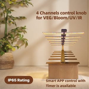 ไฟปลูกต้นไม้ LED แบบหรี่แสงได้ 4 ช่องมาตรฐาน EU/US กำลังไฟ 510 วัตต์ <span class=keywords><strong>6</strong></span> บาร์ 2.7μmol/<span class=keywords><strong>J</strong></span> ขนาด 4*4 ฟุต ขายส่งจากโรงงาน - Product Image 1