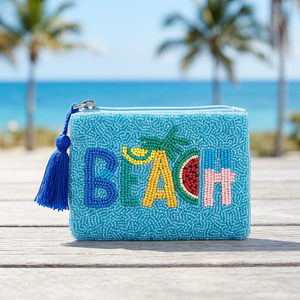 Pochette à monnaie carrée personnalisée en coton brodé de perles de rocaille, avec fermeture éclair, couleurs assorties, pour voyage décontracté, cadeau promotionnel - Product Image 1