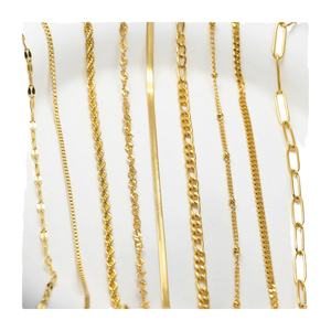 Wholesale Non Tarnish Fashion Personalized Stainless Steel Waterproof Jewelry 18K Gold Plated <b>Stacked</b> Chain <b>Bracelets</b> for Women - Product Image 1