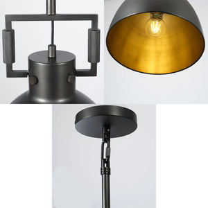 Luminaire suspendu de style mécanicien industriel, en <span class=keywords><strong>laiton</strong></span> <span class=keywords><strong>brossé</strong></span>, abat-jour en métal en forme de dôme, luminaire mécanique, cloche en métal pour mécanicien, luminaire suspendu - Product Image 6