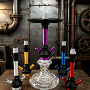Chicha moderne à double tuyau en alliage d'aluminium, ensemble de fumage, options de couleurs violet et rouge, design droit - Product Image 6