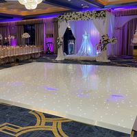 Piste de danse LED blanche étoilée, lumière blanche froide, dalles modulaires brillantes pour mariage, banquet, hôtel, événement, fête