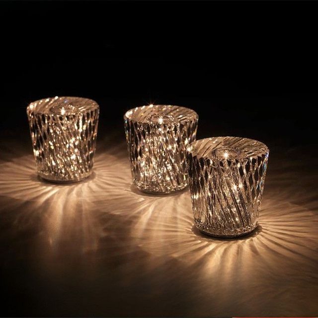 Modern Creative Crystal Cordless LED Touch Control Rechargeable Battery Dimmable Table Lamp Night Light KTV Bar Bedhead Gift