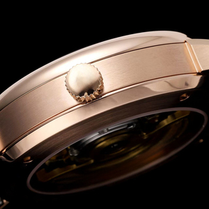 Low MOQ High Quality Automatic <b>Small</b> Seconds Sapphire Crystal Rose Gold Case Grey Dial Black Leather Strap Mens Luxury Watch - Product Image 3