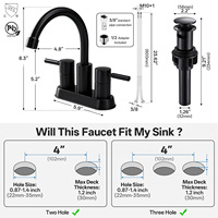 Robinet Mitigeur de Lavabo Noir Mat en Acier Inoxydable Eau Chaude et Froide Vente en Gros Usine OEM ODM