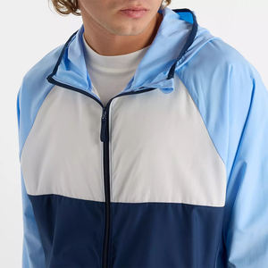 Veste de golf à capuche légère et fermeture éclair complète pour hommes, conçu sur mesure, coupe-vent des années 90 avec col montant pour le printemps - Product Image 3