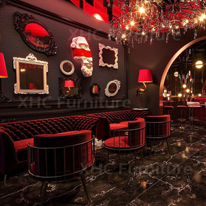 Meubles de luxe pour boîte de nuit, bar, lounge, <span class=keywords><strong>restaurant</strong></span>, banquette en tissu velours rouge, canapés VIP pour <span class=keywords><strong>karaoké</strong></span>, pour boîte de nuit - Product Image 1