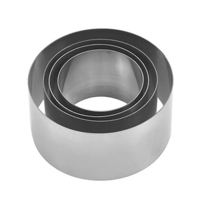 วงแหวนเค้กสแตนเลส 430 แบบไร้รอยต่อ 4 ชิ้น สำหรับมืออาชีพ ทำมูสและอุปกรณ์เบเกอรี่ DIY - Product Image 1