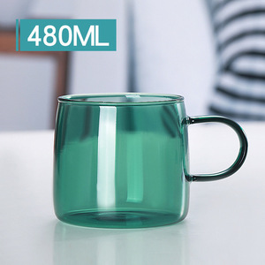 Creativo 480ml/16oz grande tazza da tè in vetro borosilicato resistente al calore tazza da caffè in vetro colorato con manico - Product Image 5