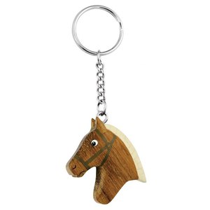 Portachiavi in legno a forma di cavallo, ciondolo in miniatura con catena per chiavi e borse - Product Image 1