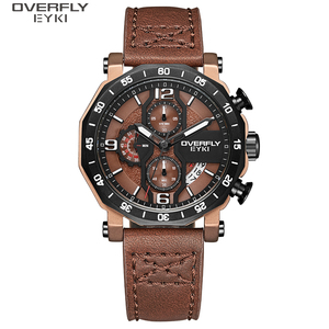 EYKI <span class=keywords><strong>overfly</strong></span> นาฬิกาสปอร์ตสำหรับผู้ชายสายหนังนาฬิกาควอตซ์กันน้ำดีไซน์ใหม่ - Product Image 2