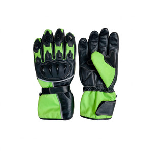 Gants de moto d'aventure en cuir pour homme, compatibles écran tactile, à doigts entiers, avec fermeture auto-agrippante et poignées, collection Hiver 2026 - Product Image 1