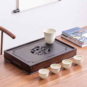 Bandeja de té de bambú, mesa de té con almacenamiento de agua, bandeja de té pequeña rectangular para el hogar, bandeja de drenaje, bandeja de distribución de agua - Product Image 2