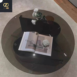 Muebles de sala de estar de diseño nórdico de lujo de alta calidad, mesa de centro de vidrio, mesa de centro de forma irregular de Villa - Product Image 4