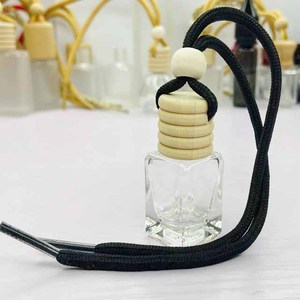 Botol penyebar udara mobil gantung 5ml, parfum kaca bentuk persegi panjang dapat diisi ulang dengan tali hitam dan tutup sekrup - Product Image 1
