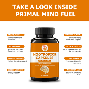 Suplemento para el Cuidado de la Salud, Cápsulas Nootrópicas para el Apoyo Cerebral con Vitamina B1 y B6, Suplemento para una Mayor Concentración y Salud Cerebral - Product Image 4