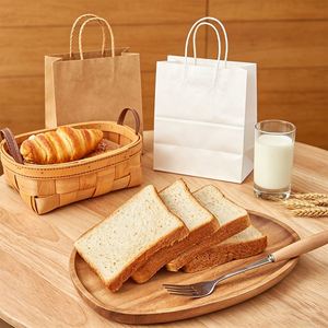 Recyclable Biodegradable Kraft <b>Paper</b> <b>Lunch</b> <b>Bag</b> Square Bottom Food Safe Packaging for Cafe and Bakery - Product Image 2