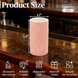 Vasos de Vino de Cerámica Hechos a Mano, Diseño Clásico, para Tequila <span class=keywords><strong>Caballito</strong></span>, Portátiles, Aptos para Microondas y Lavavajillas, Antiderrames - Product Image 5