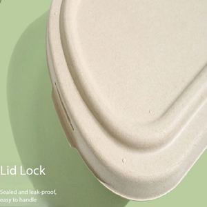 Oil Resistant 950Ml -2 Compartment Sugarcane Bagasse Lunch Box Biodegradable <b>Disposable</b> Food Container for Outdoor <b>Barbecue</b> - Product Image 4
