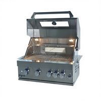 Barbecue à gaz encastrable 4 brûleurs au propane, construction robuste en acier inoxydable 304, style américain, four encastrable extérieur