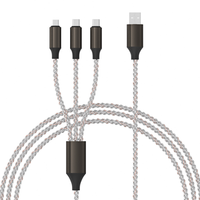 Câble de charge rapide USB Type-C 3-en-1 HXT 120W avec lumière RGB fluide pour appareils iOS/Android, imprimante, conducteur en cuivre pur, données