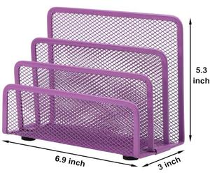 Desk Mail <b>Organizer</b> <b>File</b> Holder Letter Sorter with 3 Vertical Upright Metal Mesh Paper <b>Organizer</b> for Home Office Desktop Purple - Product Image 2