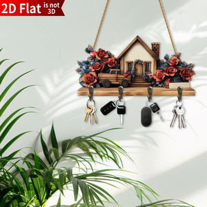 Portachiavi a <span class=keywords><strong>parete</strong></span> in legno <span class=keywords><strong>moderno</strong></span> 4 ganci chiave a singolo livello di intaglio in legno per una facile installazione eccellente per l'arredamento dell'home Office - Product Image 2