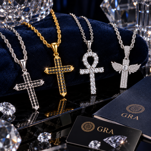 Kalung Liontin Salib Moissanite VVS Perak Sterling 925 Klasik Berlapis Emas 18k untuk Pria dan Wanita Perhiasan Grosir - Product Image 2