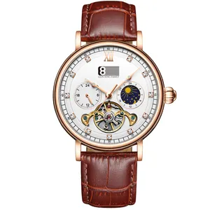 2024 Mechanical Watches for Men Luxury Leather men watch Custom logo Genuine Leather men's watches