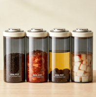 Luchtdicht koffiebonenbusje met hoogwaardig borosilicaatglas, one-touch sluiting, vershoudventiel met CO2-meter en versheidstracker