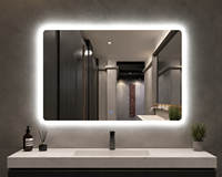 Miroir LED intelligent rectangulaire encadré, mural, avec fonction anti-buée, interrupteur tactile, haut-parleur Bluetooth LED à intensité variable, anti-buée IP44, pour hôtel