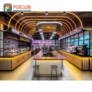 Vitrina de exhibición de café tipo boutique con diseño de estantería abierta, área de exhibición de botellas de sirope, vitrina para roastery - Product Image 2