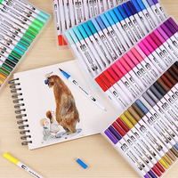 Ensemble de stylos marqueurs à double pinceau pour projets artistiques et livres de coloriage.