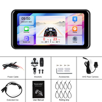 Podofo 6.25'' Moto Portable Sans Fil Carplay Android Auto Caméra Arrière + Avant Détection de Pression pour Motoneiges et VTT