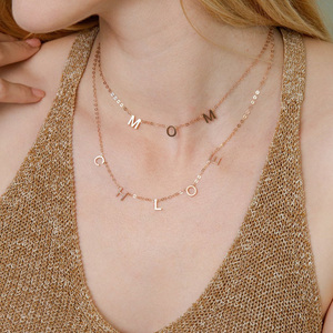 Collier ras du cou en plaqué or Rose et argent pour femme, bijoux personnalisés, avec petite lettre <span class=keywords><strong>initiale</strong></span>, vente en gros - Product Image 1