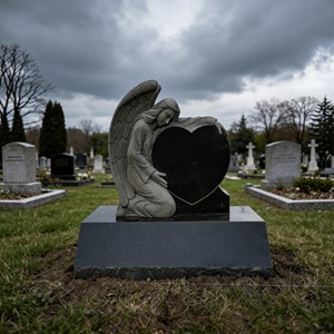 ספק סיני, מצבות שיש גרניט שחורות ואדומות גדולות בהתאמה אישית עם לב, לזכר אנשי אמריקה. - Product Image 2