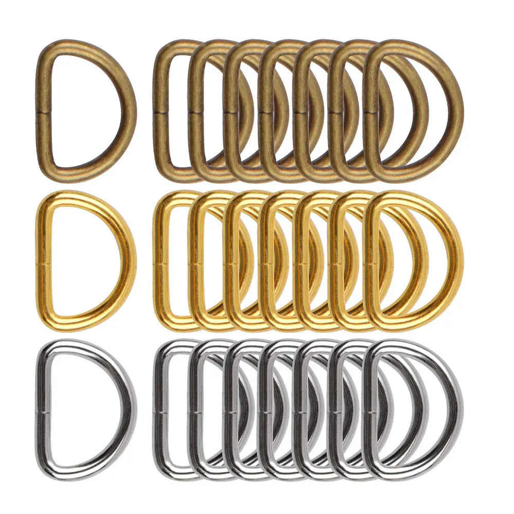 Hot sale metal d ring buckles manufacturer custom colours copper silver gold d-rings loop for handbag purse clothes accessories