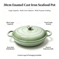 Cocotte néerlandaise peu profonde de 31 cm en fonte émaillée, antiadhésive, écologique, certifiée LFGB et FDA, compatible tous feux et fours