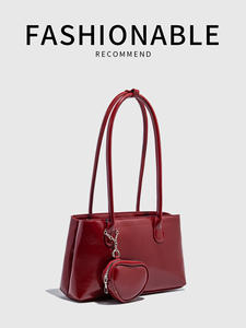 Nuevo Bolso de Hombro de Una Sola Correa para Mujer, Color Rojo, Forro de PU, Cierre con Broches, Impermeable, 26*11*20cm - Product Image 6