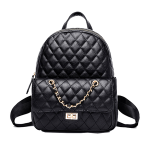 New Fashion School <strong>Backpacks</strong> <strong>Satchel</strong> Women Ladies Classic-style Black Quilted Leather <strong>Backpack</strong> - Product Image 1