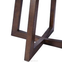 Table à Manger Moderne Ronde en Bois Massif avec Piètement Central Croisé, Table de Cuisine Circulaire pour 6 Personnes A-T05