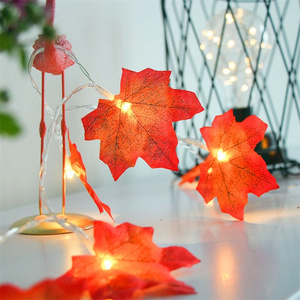 Ahornblatt-Lächler 10 Leuchten Halloween-Stringlampe Herbstfarbe Pflanzen Zaun Party Treppen Geländer Dekoration