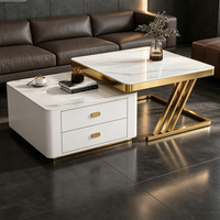 Table basse moderne de dernière conception avec rangement dissimulé, ensemble pour salon, table basse extensible avec base en acier inoxydable
