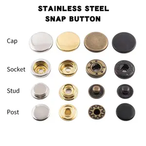 Magnetic Free Stainless Steel Button High Quality Customize Logo Design Round Shape For Down Jacket Metal Snap Button