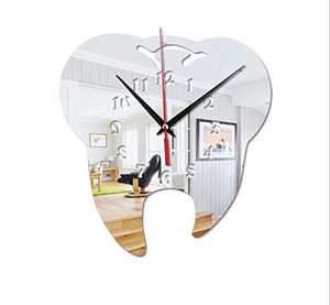 Jam dinding akrilik bentuk gigi, stiker dinding cermin kreatif akrilik 3D untuk dekorasi rumah - Product Image 3