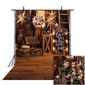 Fête de noël planche de bois flocons de neige branche de pin photographie décors arrière-plans Photo hiver Portrait Photophone - Product Image 1