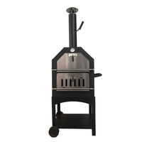 Vente en gros chariot double porte charbon de bois 3 en 1 BBQ grill sans fumée four à pizza au feu de bois commercial pour l'extérieur